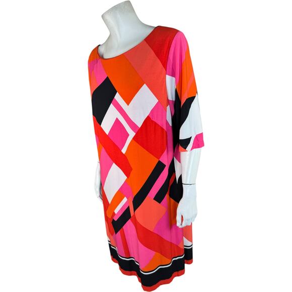 J Howard Shift Dress 18 Multicolor Geometric Half Sleeve Polyester Spandex - Picture 11 of 14